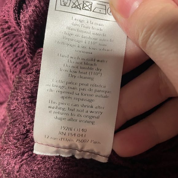 Sezane Abelia Blouse wrap top drape vneck textured wine maroon women’s 40 / 8 - Picture 7 of 8